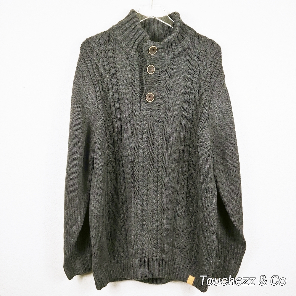 Weatherproof Vintage- Button Mock- Neck Sweater